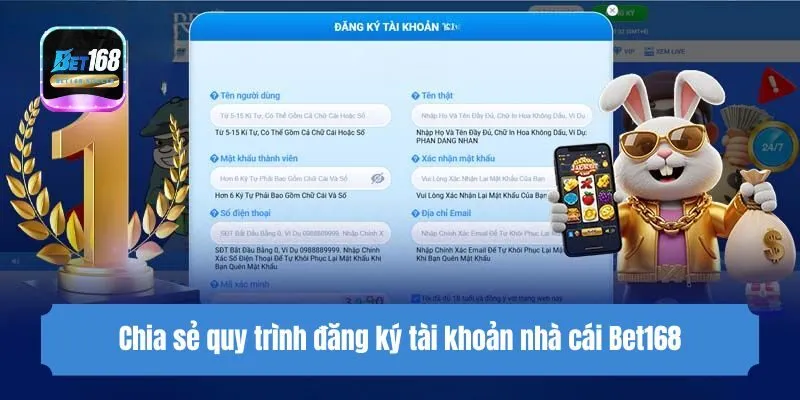 Chia sẻ quy trình đăng ký tài khoản nhà cái Bet168